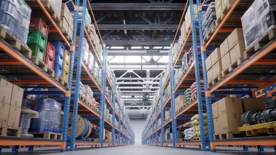 Warehouse racking, fully stocked